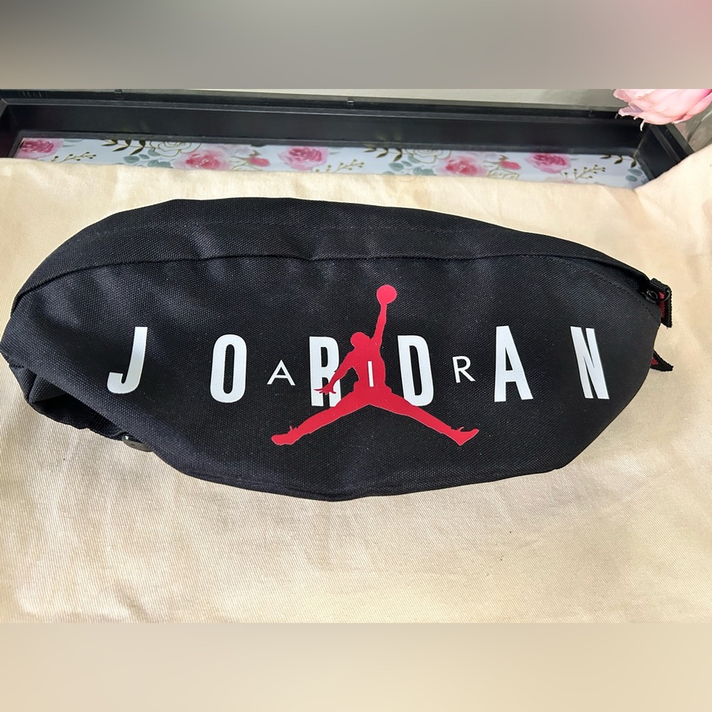 Jordan Black Waist Bag with Red Jumpman Logo